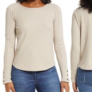 Gibson Look Taupe Thermal Sweater SZ S